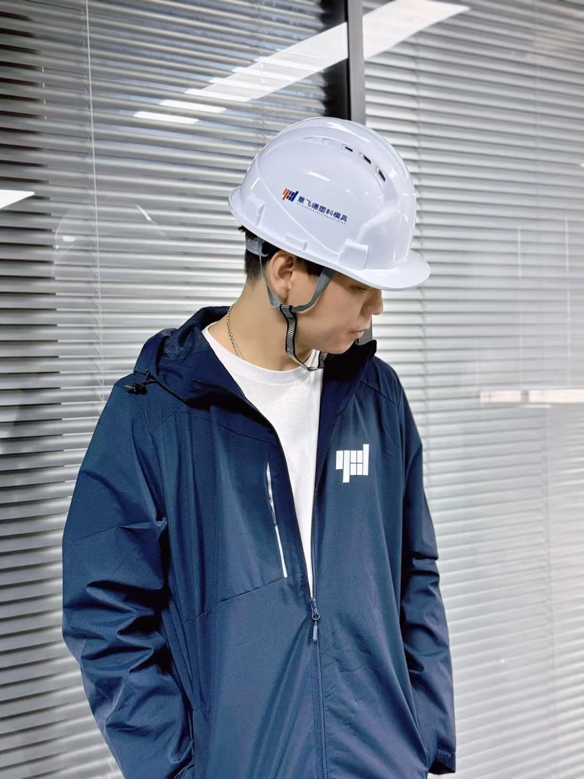 YFD branded uniform and safety helmet
